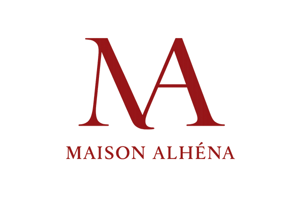fait moi un logo en utilisant le M et le A de ma marque qui s'appelle Maison Alhéna en rouge cartier avec une typographie d'écriture Cormorant Garamond 